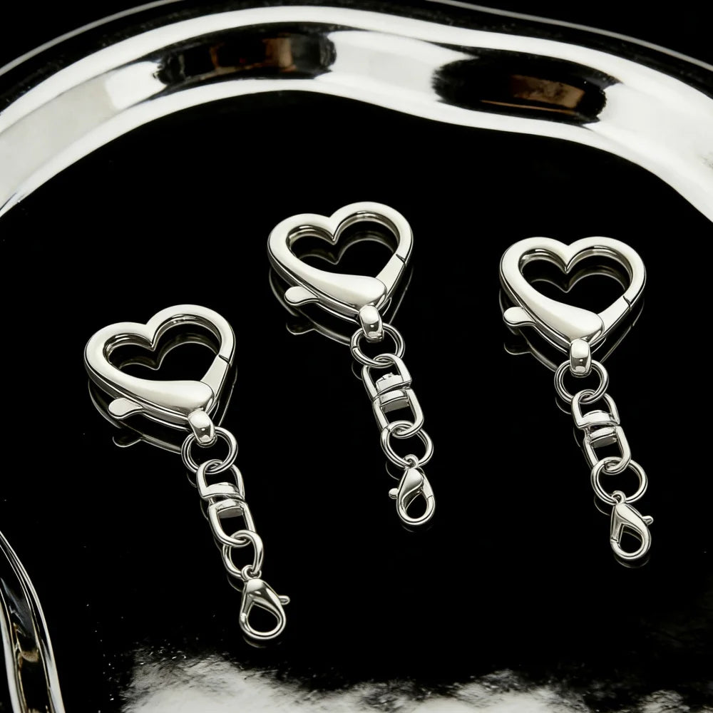 10/20/50Pcs Unique Alloy Heart Keyring Keychain Pendant Heart Shaped Clasp For DIY Making Accessories