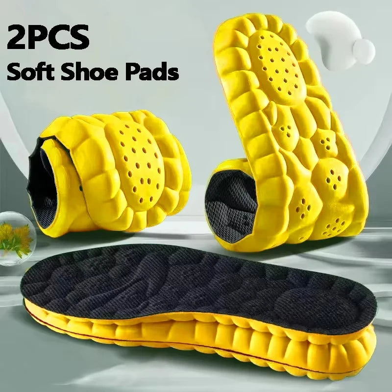 4D Sports Insoles PU Foam Soft Breathable Shock Absorption Cushion Heavy Duty Support Pain Relief Running Orthopedic Care