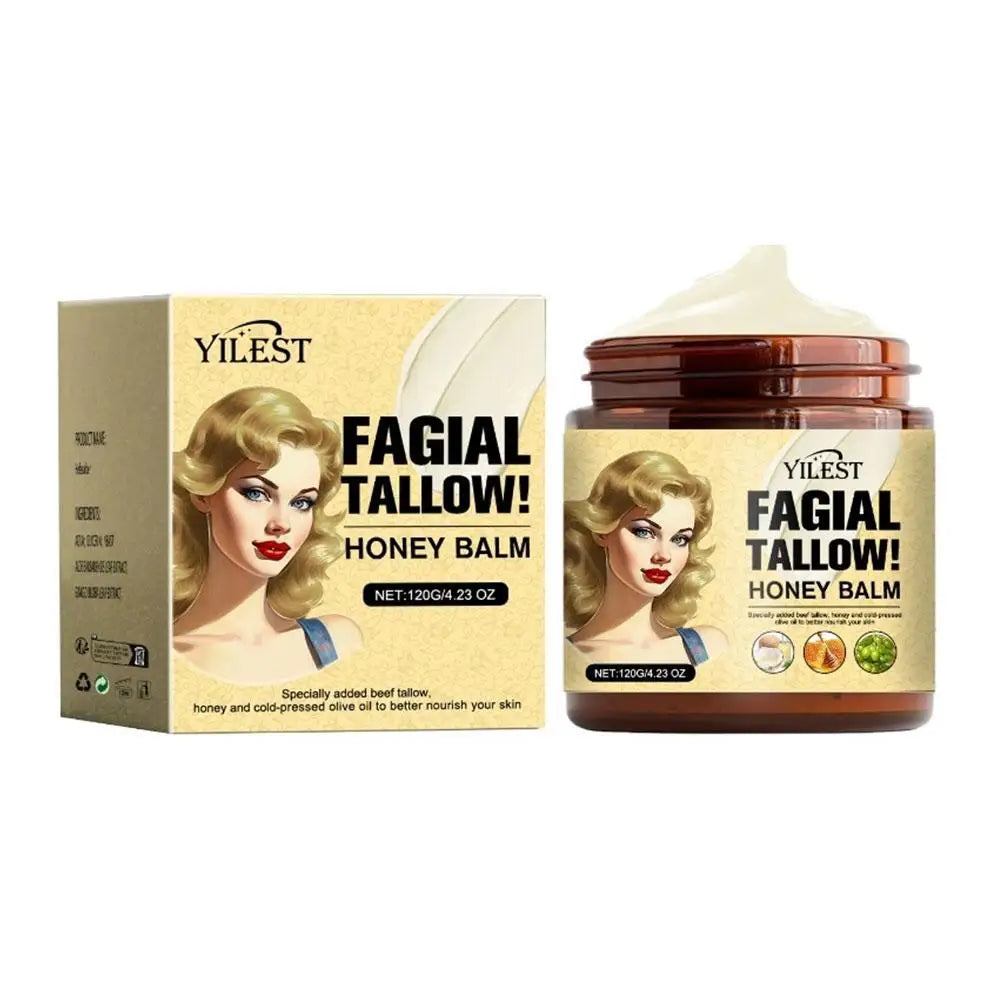 120g Whipped Beef Tallow and Honey Balm, Beef Tallow Face Moisturizer, Face & Body Skin Care, Grass-Fed, Grass-Finished Face Cream