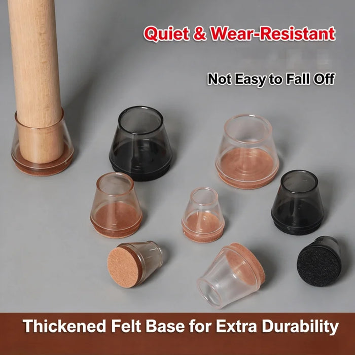 24Pcs Silicone Furniture Leg Caps, Clear Floor Protector Pads, Anti-Scratch Noise Reduction Chair Leg Covers for Hardwood Floors