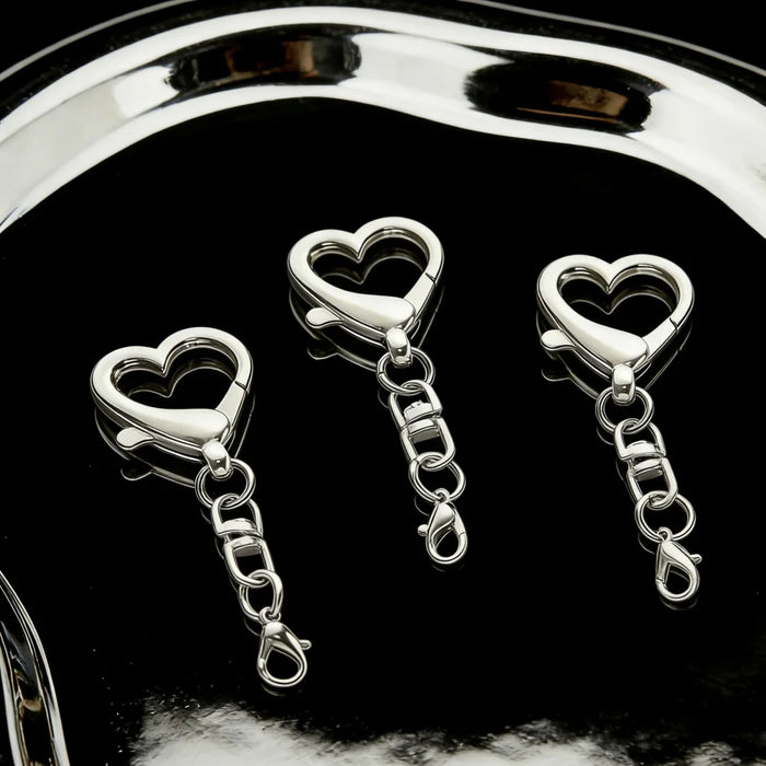 10/20/50Pcs Unique Alloy Heart Keyring Keychain Pendant Heart-Shaped Clasp For DIY Making Accessories