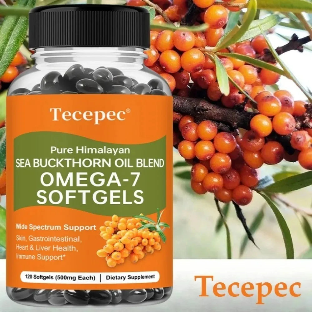 Omega-7 Softgels, Premium Himalayan Sea Buckthorn Oil – Supplement for Healthy Skin, Hair, Nails and Dryness