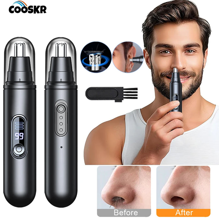 Mini Portable Electric Nose Hair Trimmer, Rechargeable Automatic Painless Hair Remover for Nose, Eyebrow, and Ear