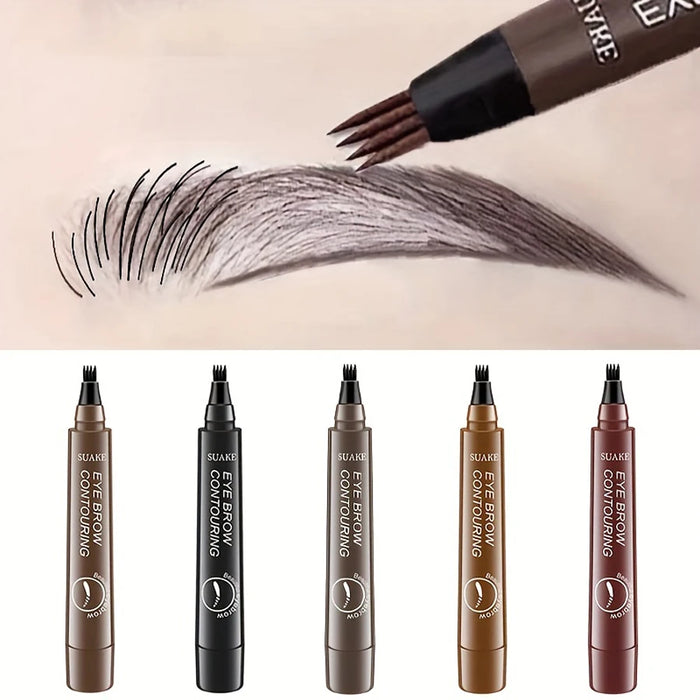 Waterproof Eyebrow Pen, Microblading Eyebrow Pencil With 4 Split Tips, Natural Looking Brow Makeup (5 Colors)