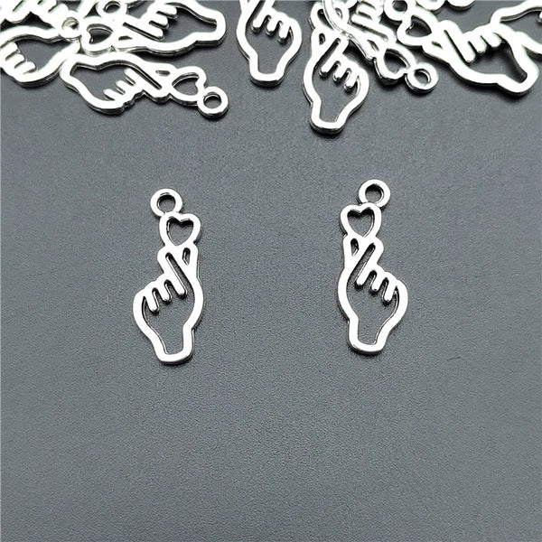 Finger Heart DIY Jewelry Charms Beads Borahae I Purple You Necklace Decorative Pendant Gesture Hanging Ornament Love K-pop Hallyu